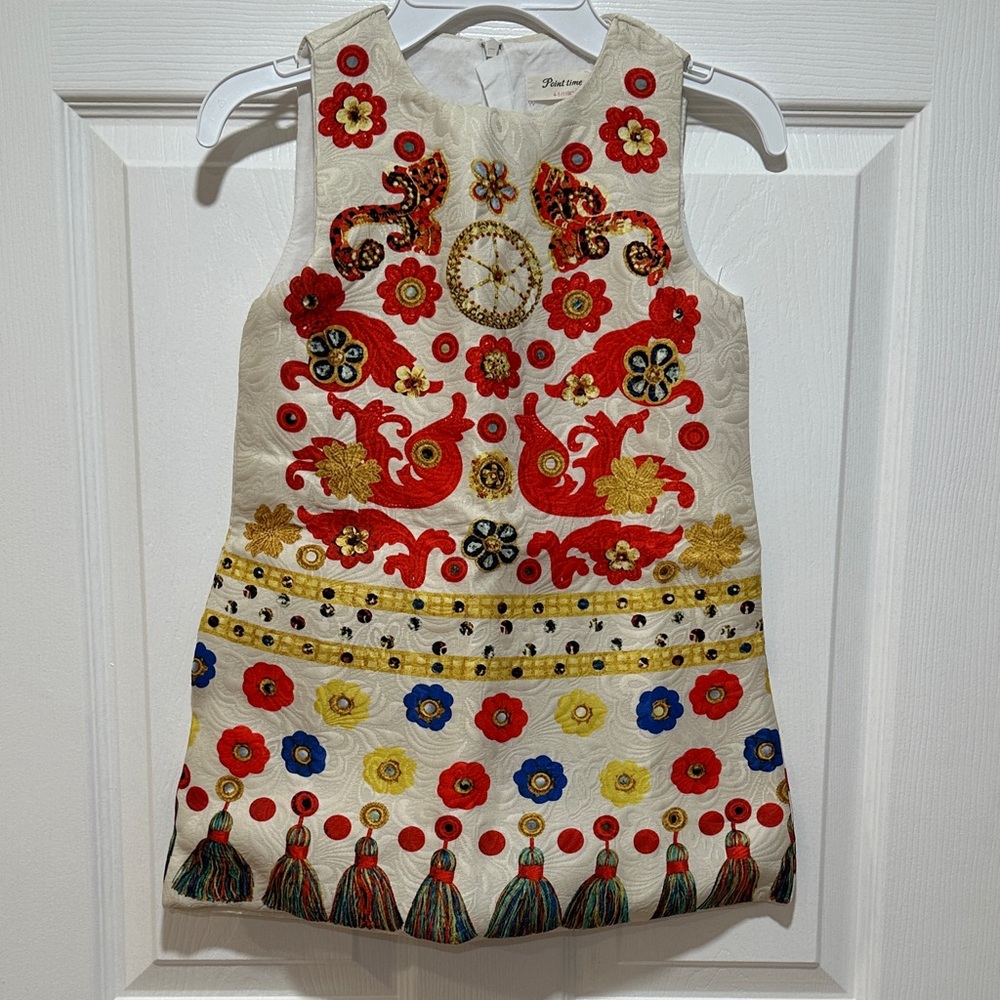 Colorful Embroidered Kids Dress